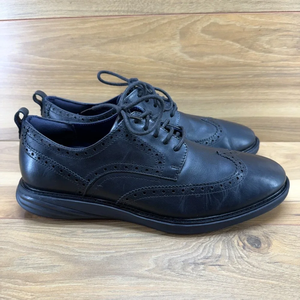 Cole Haan Grand Evolution Wingtip Oxford Men 11.5M Black Leather Business Casual